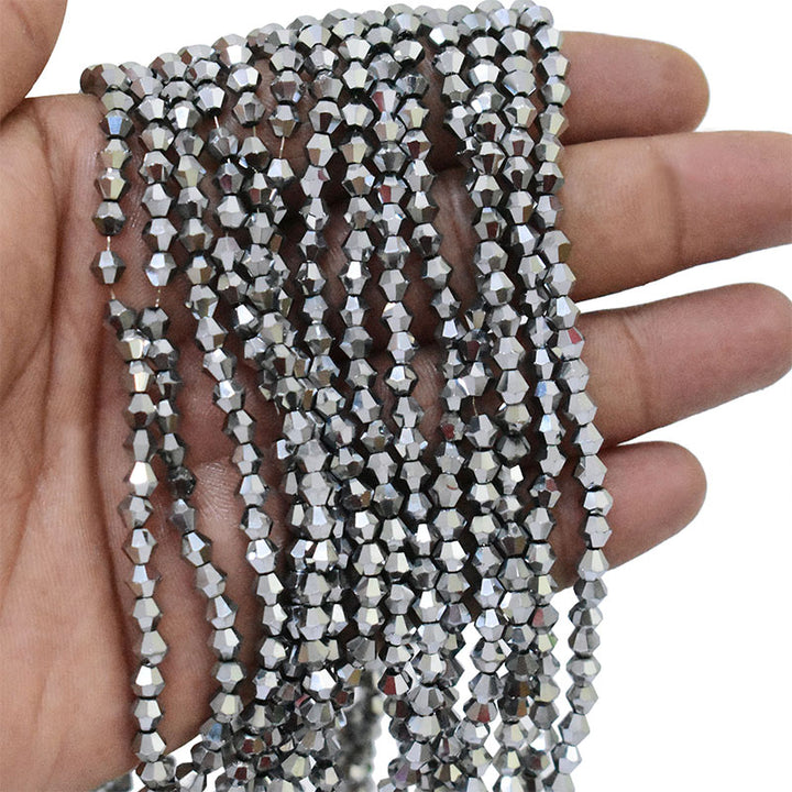 4mm silver bicone beads 