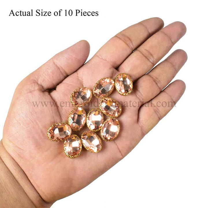 peach sew on rhinestones