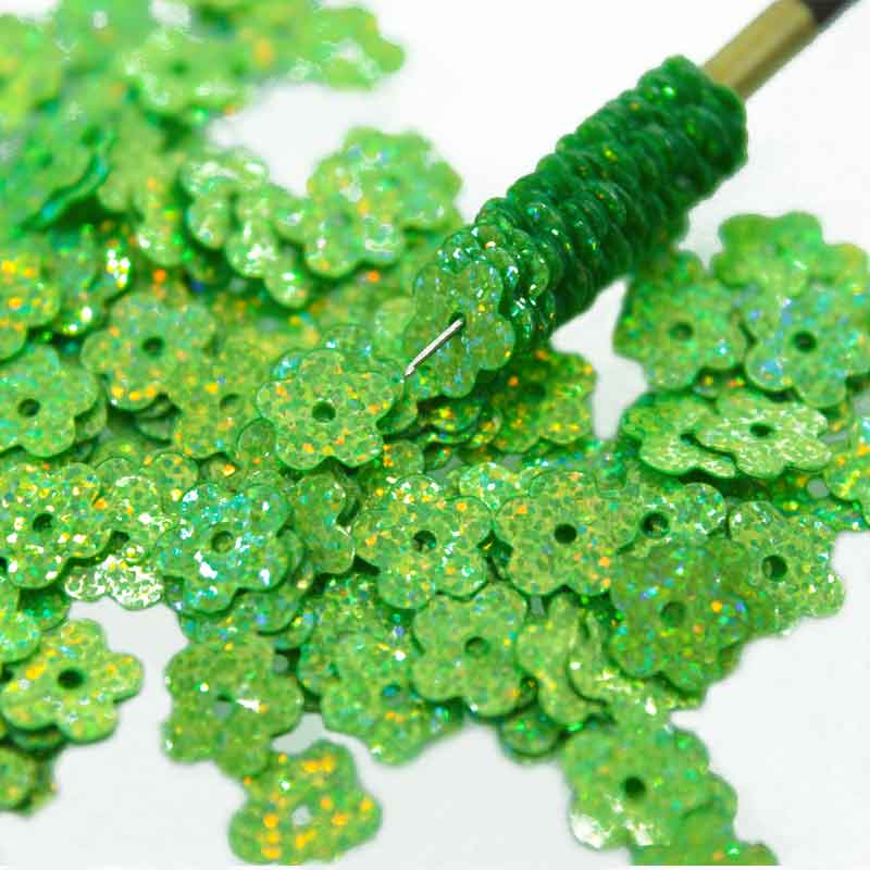 Buy Green Color flower shape sequins online at wholesale prices ...