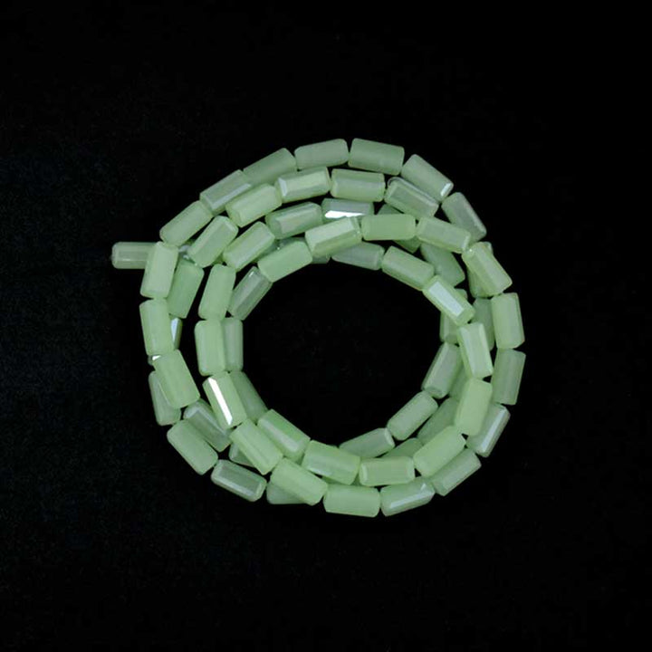  Light Celery Green Rectangle Tube Crystal fire polished beads