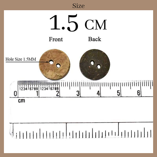 Wooden Coconut Shell Buttons - 1.5CM -72 Pieces