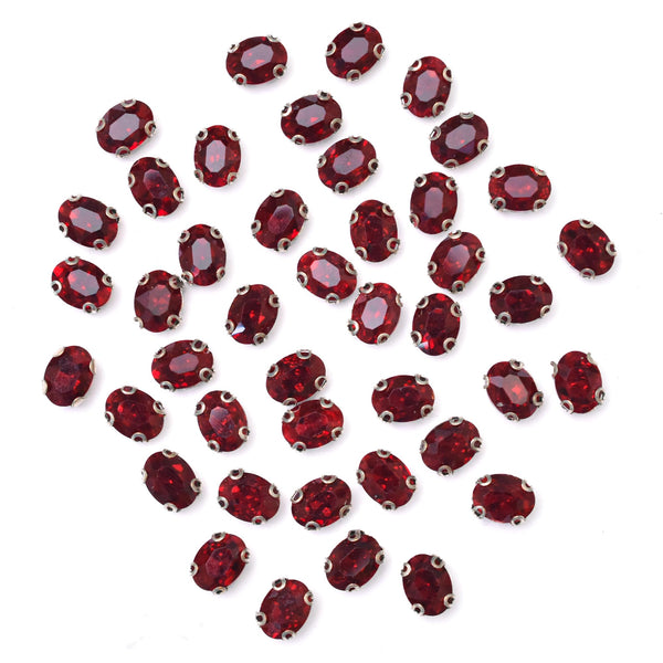 Sewing Oval Shape Crystal Rhinestones with D Shape Claws, 48 Pieces, 6*8MM