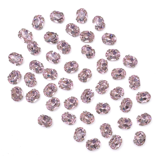 Sew on Oval Shape Crystal Rhinestones with D Shape Claws, 48 Pieces, 6*8MM