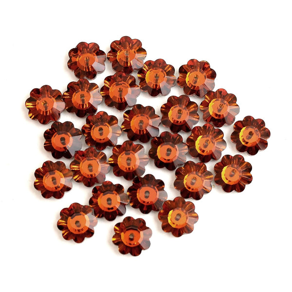 25 Pieces, Dark Orange Color Faceted Marguerite Lochrose Flower