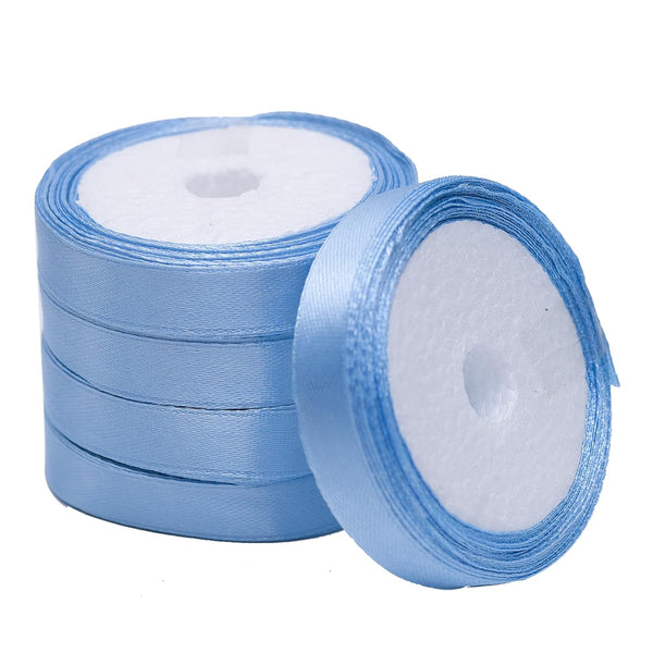 Baby Blue Color Satin Ribbon - 5 Roll