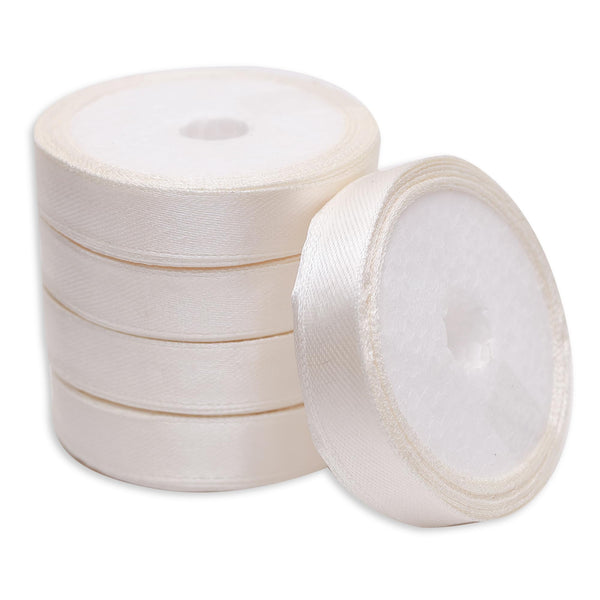 Light Cream Color Satin Ribbon - 5 Roll