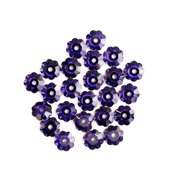 25 Pieces, Indigo Color Faceted Marguerite Lochrose Flower