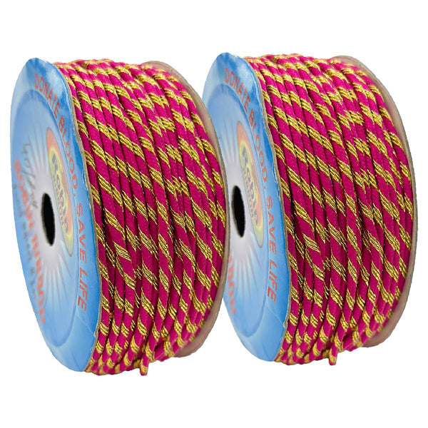 2MM Badla Braided Dori in Pink Gold Color -2 Roll