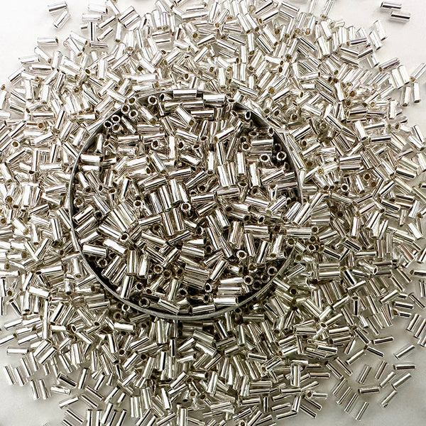 EMBMGB5337 (3MM Silver Color Bugle Beads)