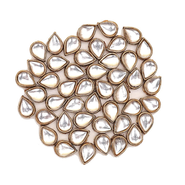 EMBKS5426 (7x10MM Silver Color Tear Drop Shape Kundan Stones)