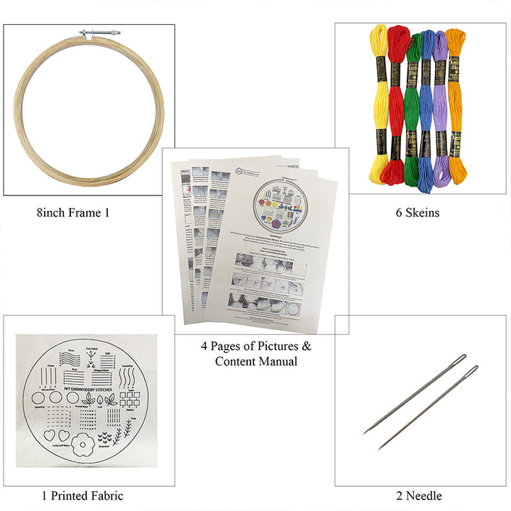 embroidery kit with instructions papers