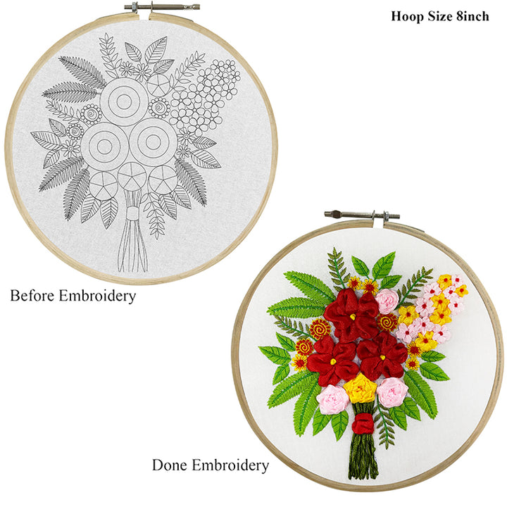 3:- Bouquet of Roses and Love hand embroidery practice kit   