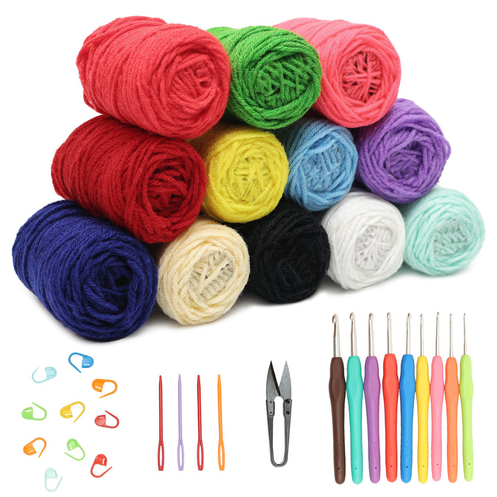 Complete Crochet Kit for Beginners – DIY Crochet Kit with Wool & Tools ...