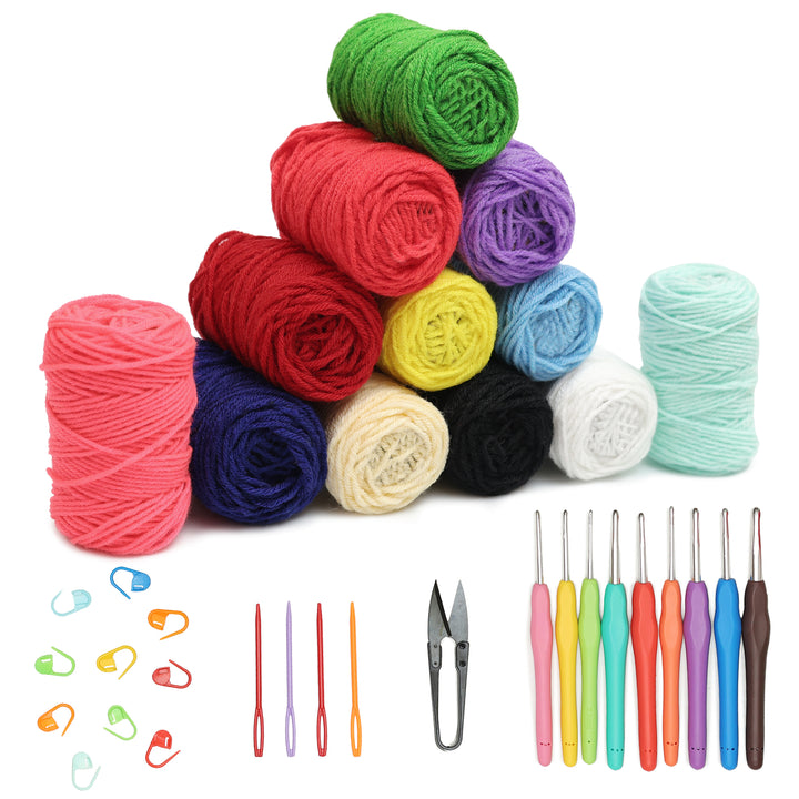 Complete Crochet Kit for Beginners – DIY Crochet Kit with Wool & Tools ...