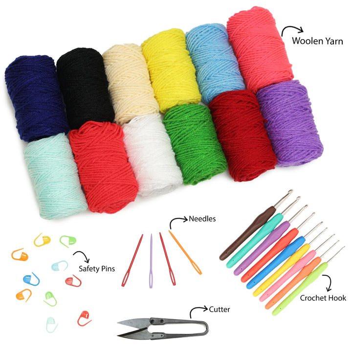Complete Crochet Kit for Beginners – DIY Crochet Kit with Wool & Tools ...