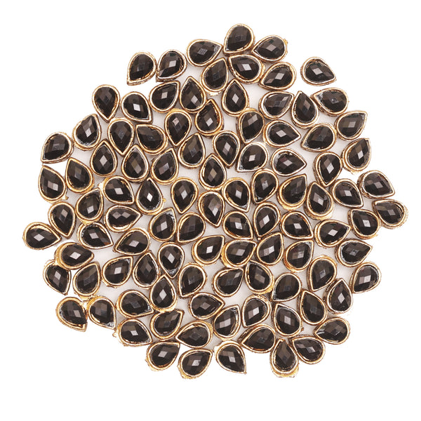 EMBKS5357 (5x8MM Black Color Tear Drop Shape Kundan Stones)