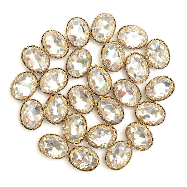 25 Pieces,Clear Color Sew on Glass Crystal Stone