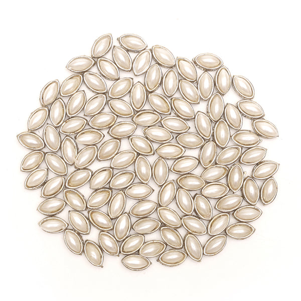 EMBKS5430 (5x10MM Cream Color Boat Shape Kundan Stones)