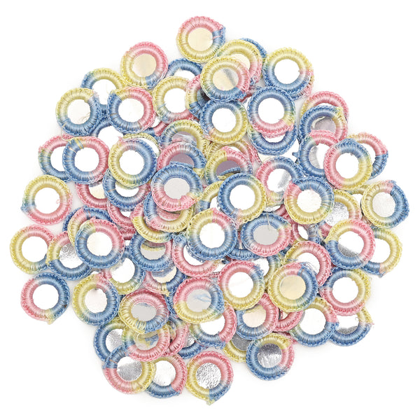 Crochet Art Silk Multicolour Thread Rings for DIY Craft, 17MM, 100 Pieces