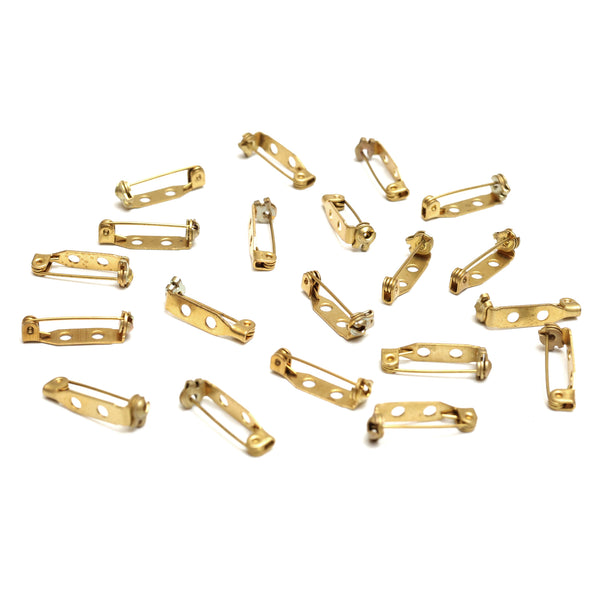 Brooch Pin Two Hole Backs in Gold Color- 20 Pieces (Size:-7X22 MM )
