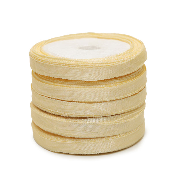 Creamy Yellow Color Satin Ribbon - 5 Roll
