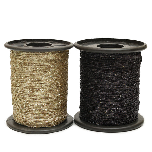 Metallic Glitter Dori Thread Cord for Embroidery & Jewelry Making Combo of Olive and Black Color(2Rolls) 250 Meter of Thread/Roll