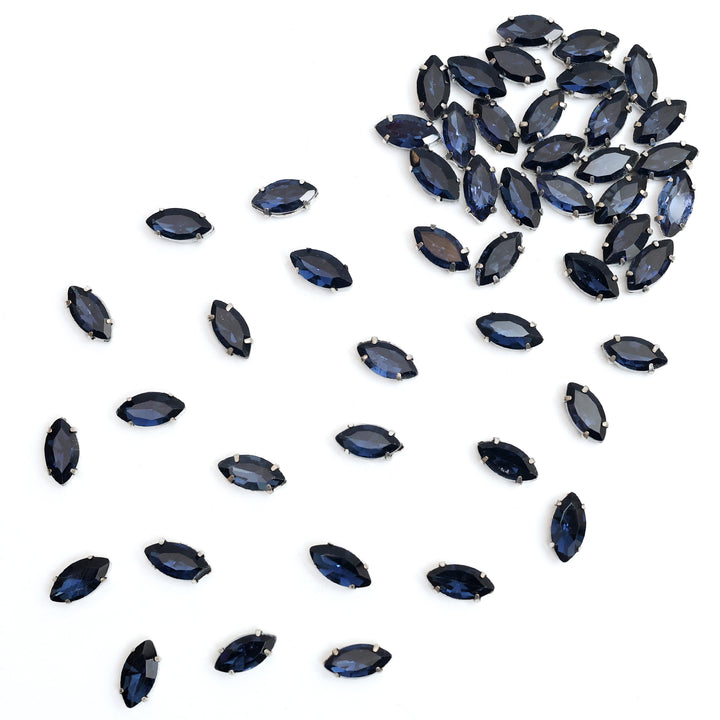 Buy Sew On Eye Shape Rhinestones In Navy Blue Colour ...