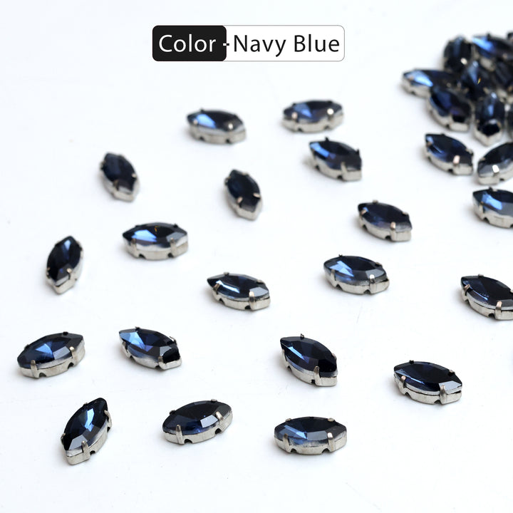 Buy Sew On Eye Shape Rhinestones In Navy Blue Colour ...