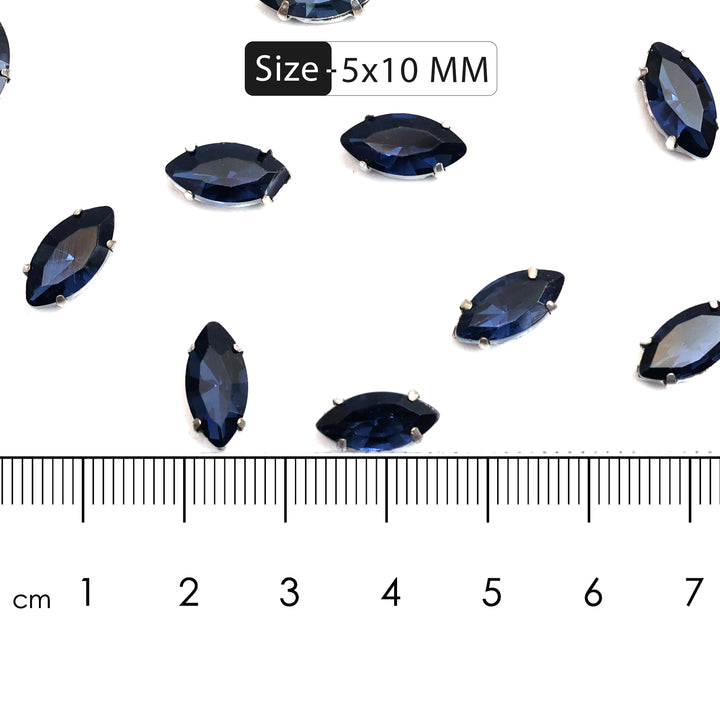 Buy Sew On Eye Shape Rhinestones In Navy Blue Colour ...