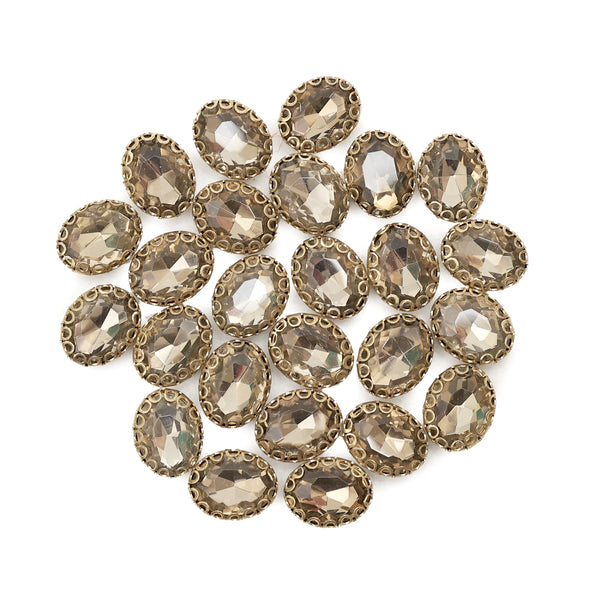 25 Pieces, Light Colorado Topaz Color Sew on Glass Crystal Stone