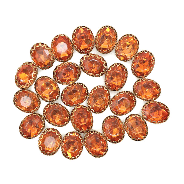 25 Pieces,Fire Orange Color Sew on Glass Crystal Stone