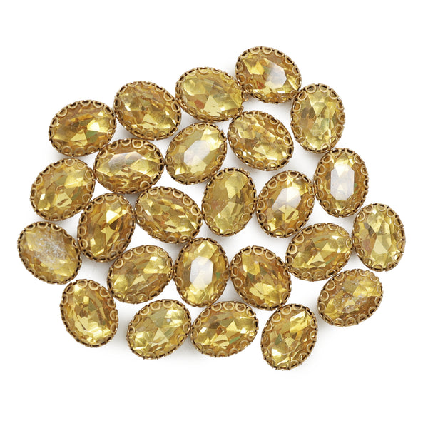 25 Pieces, Yellow Color Sew on Glass Crystal Stone