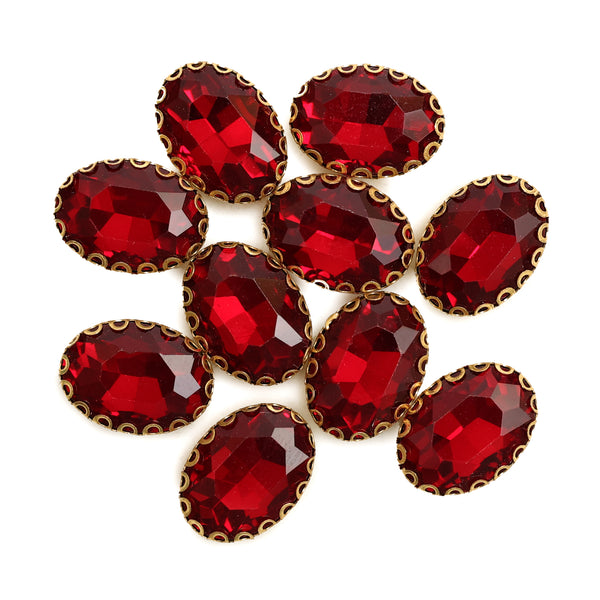 10 Pieces,Red Color Sew on Glass Crystal Stone