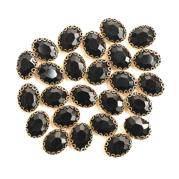25 Pieces,Black Color Sew on Glass Crystal Stone