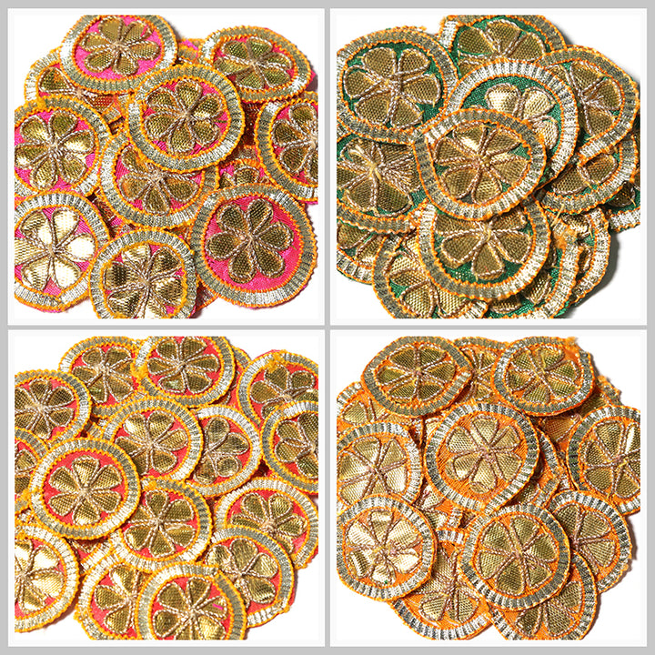 Gota flower patches
Ethnic appliques
Dress embellishments
Headpiece decorations
Fabric accessories
Gold and Red patches
Traditional embroidery
DIY fashion crafts
Indian ethnic style
Sew-on floral patches
Costume embellishments
Handmade dress de