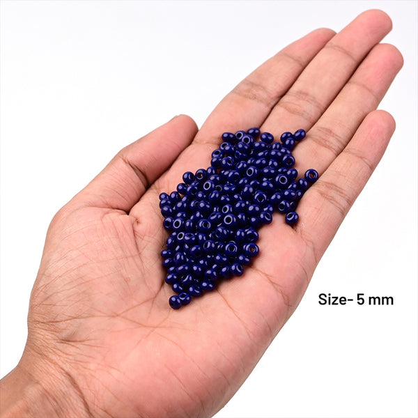 5mm (4/0) - 100g Preciosa Beads Round Shape Dark Blue Opaque finish for Jewelry Making and Embroidery