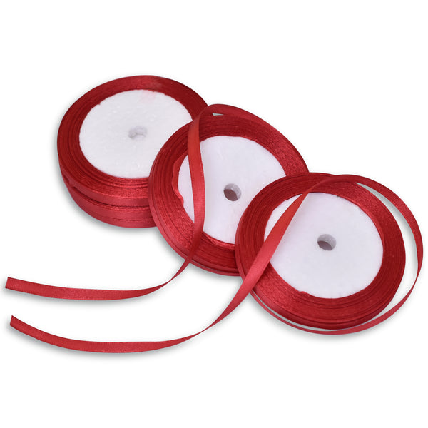 Dark Red Color Satin Ribbon - 5 Roll