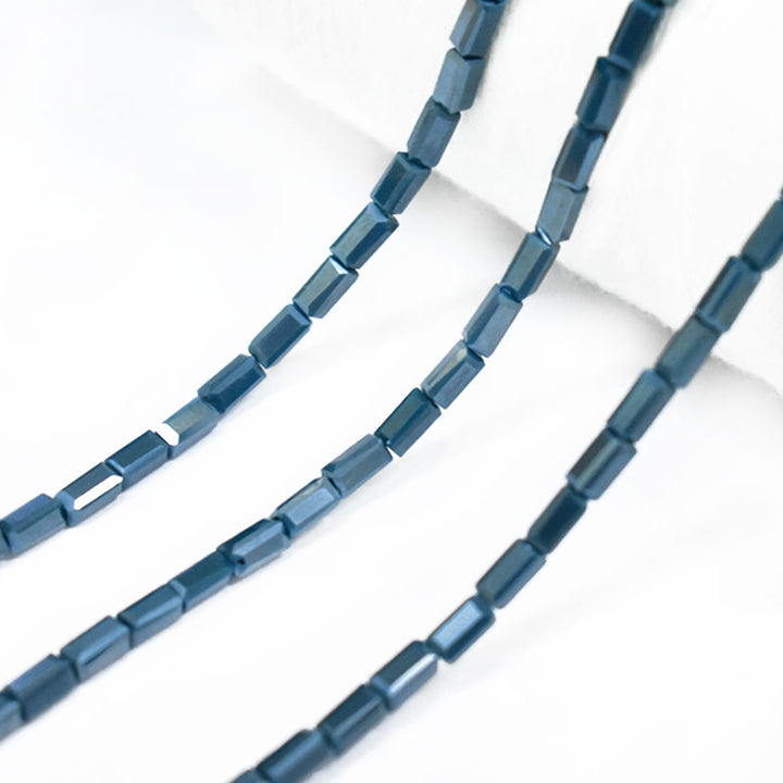 Greyish blue color Rectangle Faceted Crystal Beads