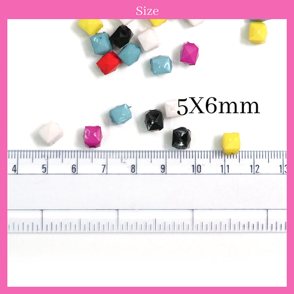 Multicolor Plastic Beads for Jewellery Making, DIY, Craft & Embroidery Work (100 Gram, 5X6 MM, Cube Shape)