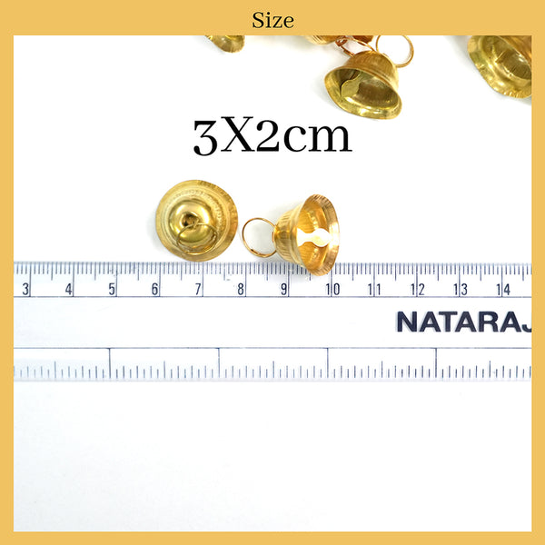 Golden Metal Bells Used for Hobby Crafts, Toran Making & Festive Decoration (3X2 CM, 100 Pieces)