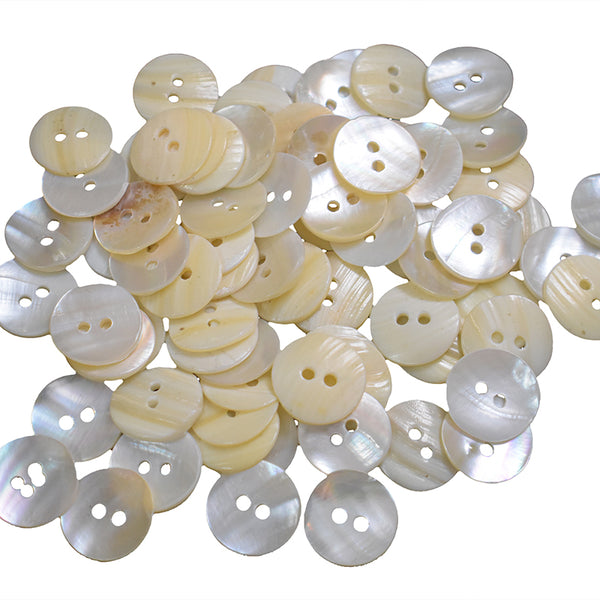 Cream Color Round Shape Double Hole MOP Button-72 Pieces