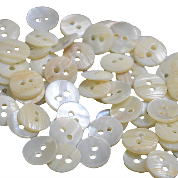 Cream Color Round Shape Double Hole MOP Button-72 Pieces