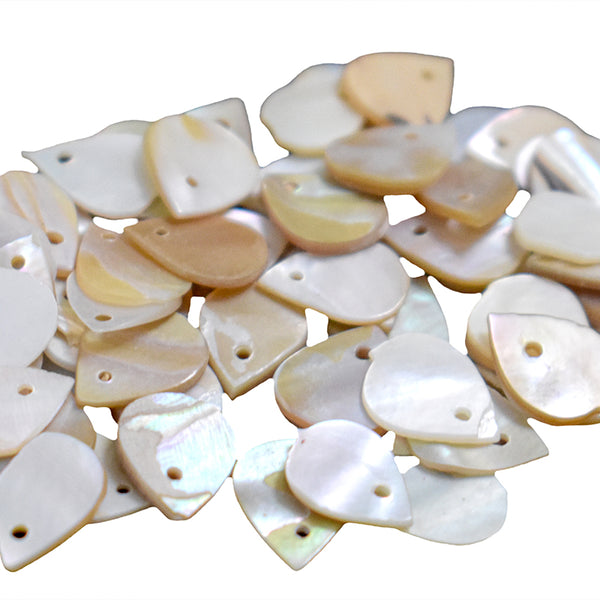 Single Hole Teardrop Shape MOP Buttons - 72 Pieces