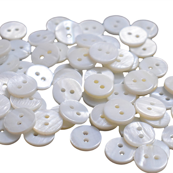 Cream Color Round Shape Double Hole MOP Button-72 Pieces