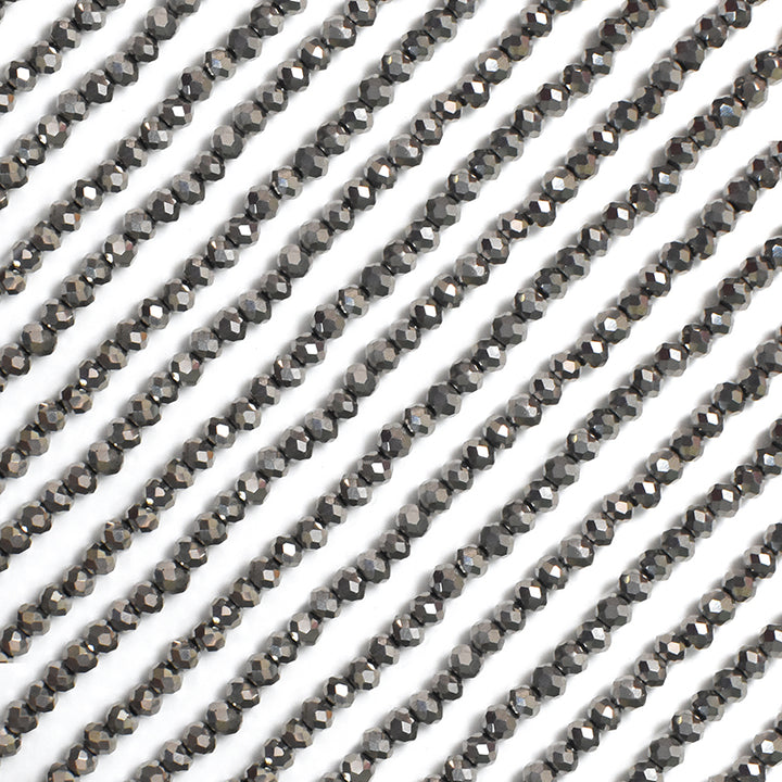 Gunmetal Rondelle Faceted Glass Beads, 4MM Glass Beads for Jewelry Making, EmbroideryMaterial Faceted Beads, Glass Beads for Bracelet Making, Beading Supplies for Crafts, Faceted Rondelle Beads 4MM, Gunmetal Beads for Jewelry, Craft Beads for DIY Projects