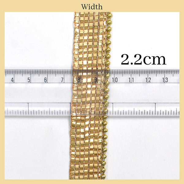 Embroidery Trim Laces & Borders Material with Plastic Pearls, Border Lace for Saree Border, Kurta, Dupatta, Blouse, Gown, Lehenga (Golden, 38 Meters, 2.2 CM Wide)