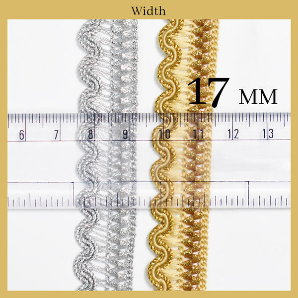 Combo Pack of Gold & Silver Zari Border Lace for Saree Border, Blouse, Dupatta Border, Lehenga, Kurti etc (18 Meters/Roll,15mm Wide)