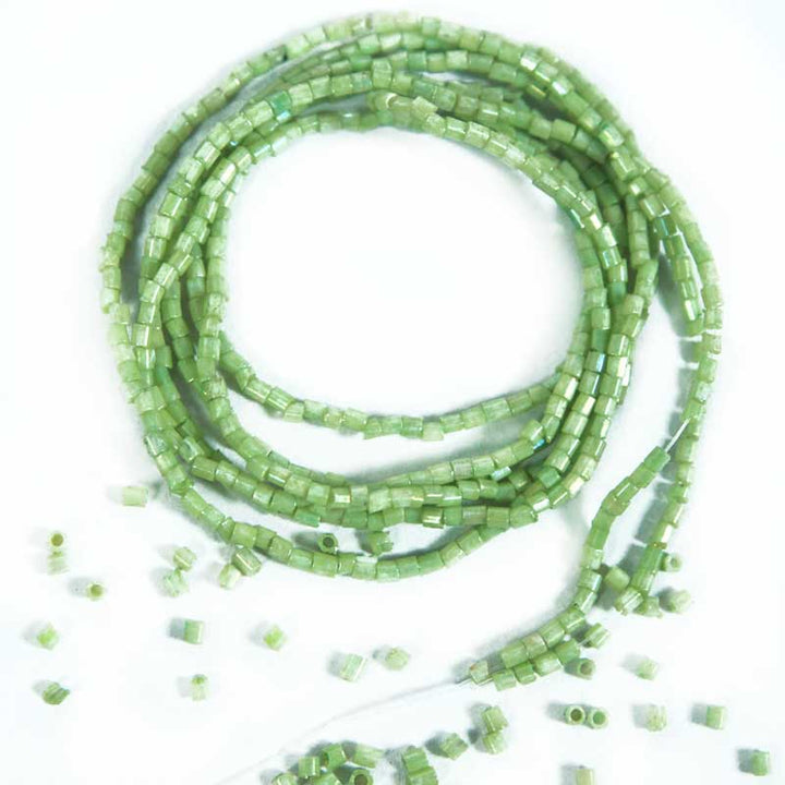 Pastel Green Color 2Cut Beads Strings