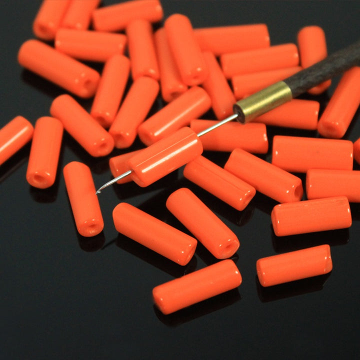 Orange Color Tube Shape Ceramic Beads