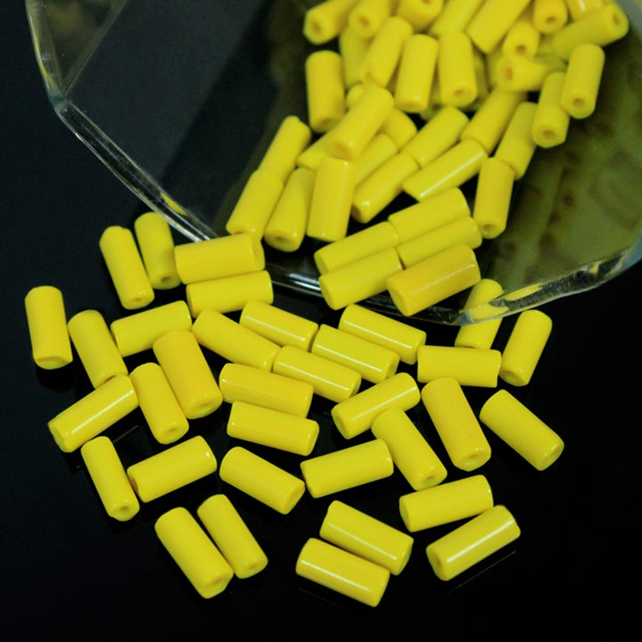 Lemon Yellow Color Tube Shape Ceramic Beads